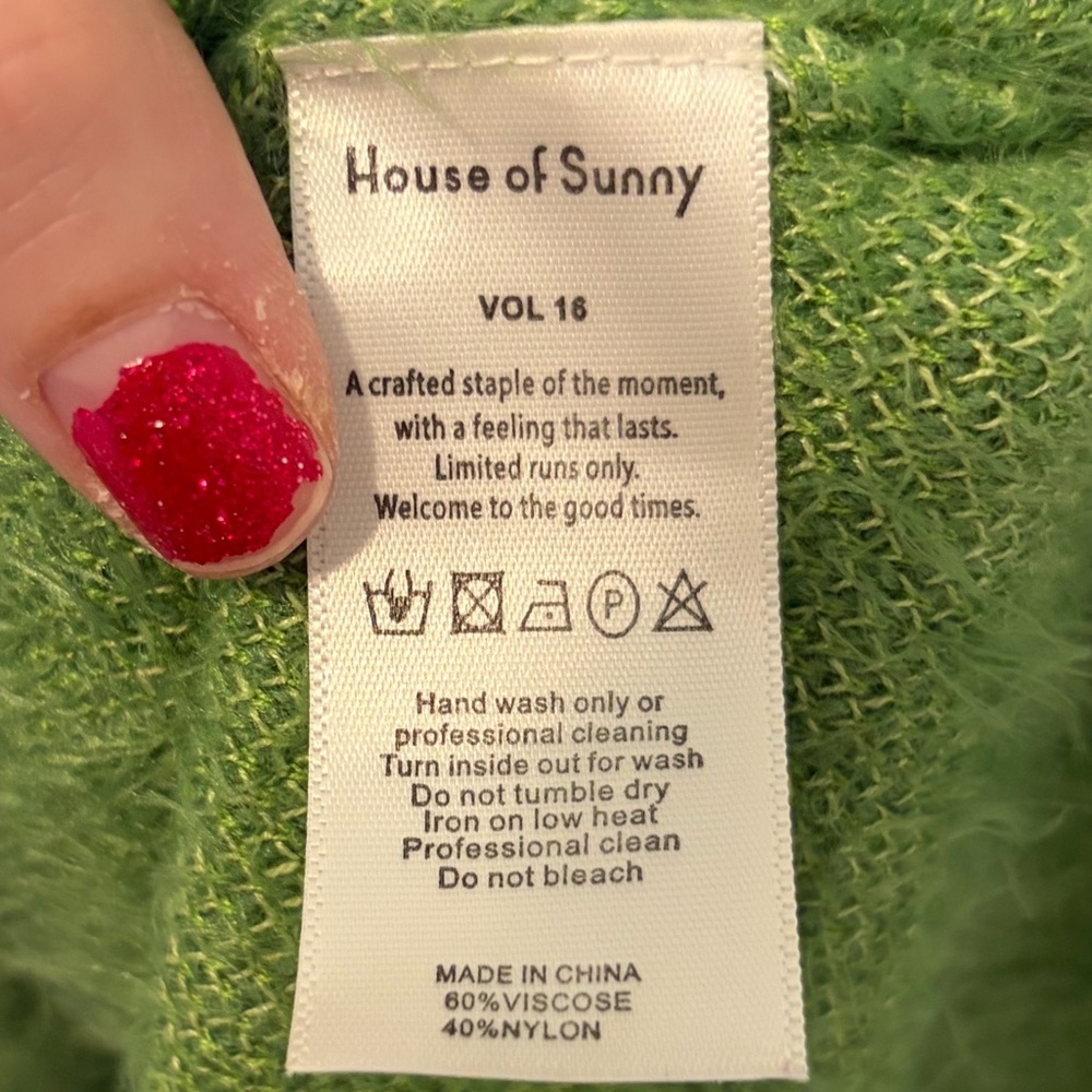 House of Sunny Hockney Green Abstract Knit Midi Dress - Picture 6 of 6